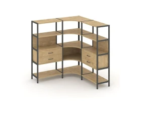 Трехсекционный угловой стеллаж четырехярусный с ящиками 1590х1590х1613 Шелф Систем / Shelf System images