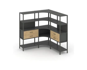 Трехсекционный угловой стеллаж четырехярусный с ящиками 1590х1590х1613 Шелф Систем / Shelf System images