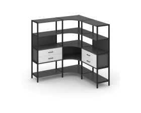Трехсекционный угловой стеллаж четырехярусный с ящиками 1590х1590х1613 Шелф Систем / Shelf System images