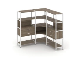 Трехсекционный угловой стеллаж четырехярусный с ящиками 1590х1590х1613 Шелф Систем / Shelf System images