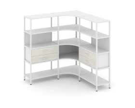 Трехсекционный угловой стеллаж четырехярусный с ящиками 1590х1590х1613 Шелф Систем / Shelf System images