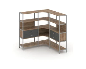 Трехсекционный угловой стеллаж четырехярусный с ящиками 1590х1590х1613 Шелф Систем / Shelf System images