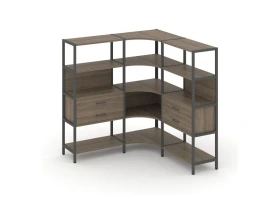 Трехсекционный угловой стеллаж четырехярусный с ящиками 1590х1590х1613 Шелф Систем / Shelf System images