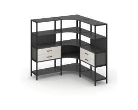 Трехсекционный угловой стеллаж четырехярусный с ящиками 1590х1590х1613 Шелф Систем / Shelf System images