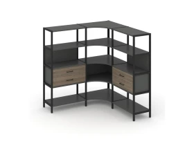 Трехсекционный угловой стеллаж четырехярусный с ящиками 1590х1590х1613 Шелф Систем / Shelf System images