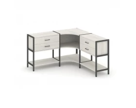 Трехсекционный угловой стеллаж двухярусный с ящиками 1590х1590х879 Shelf System images