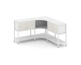 Трехсекционный угловой стеллаж двухярусный с ящиками 1590х1590х879 Shelf System images