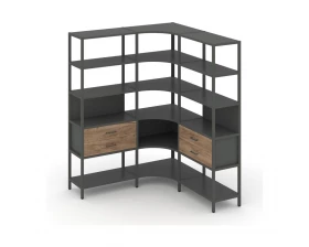 Трехсекционный угловой стеллаж пятиярусный с ящиками 1590х1590х1980 Shelf System images