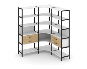 Трехсекционный угловой стеллаж пятиярусный с ящиками 1590х1590х1980 Shelf System images