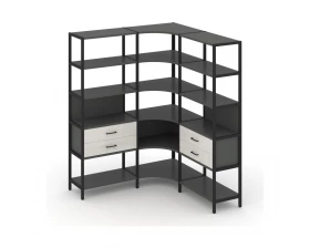 Трехсекционный угловой стеллаж пятиярусный с ящиками 1590х1590х1980 Shelf System images