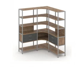 Трехсекционный угловой стеллаж пятиярусный с ящиками 1590х1590х1980 Shelf System images
