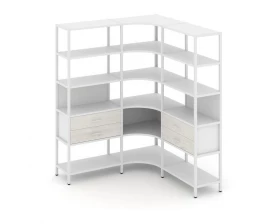 Трехсекционный угловой стеллаж пятиярусный с ящиками 1590х1590х1980 Shelf System images