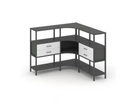 Трехсекционный угловой стеллаж трехярусный с ящиками 1590х1590х1246 Shelf System images