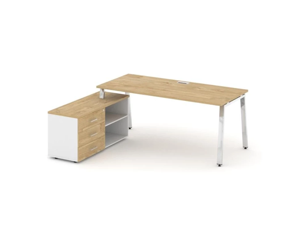 Стол письменный с греденцией левой на А-образном каркасе 1580x700x750 Style Project Direct Lux