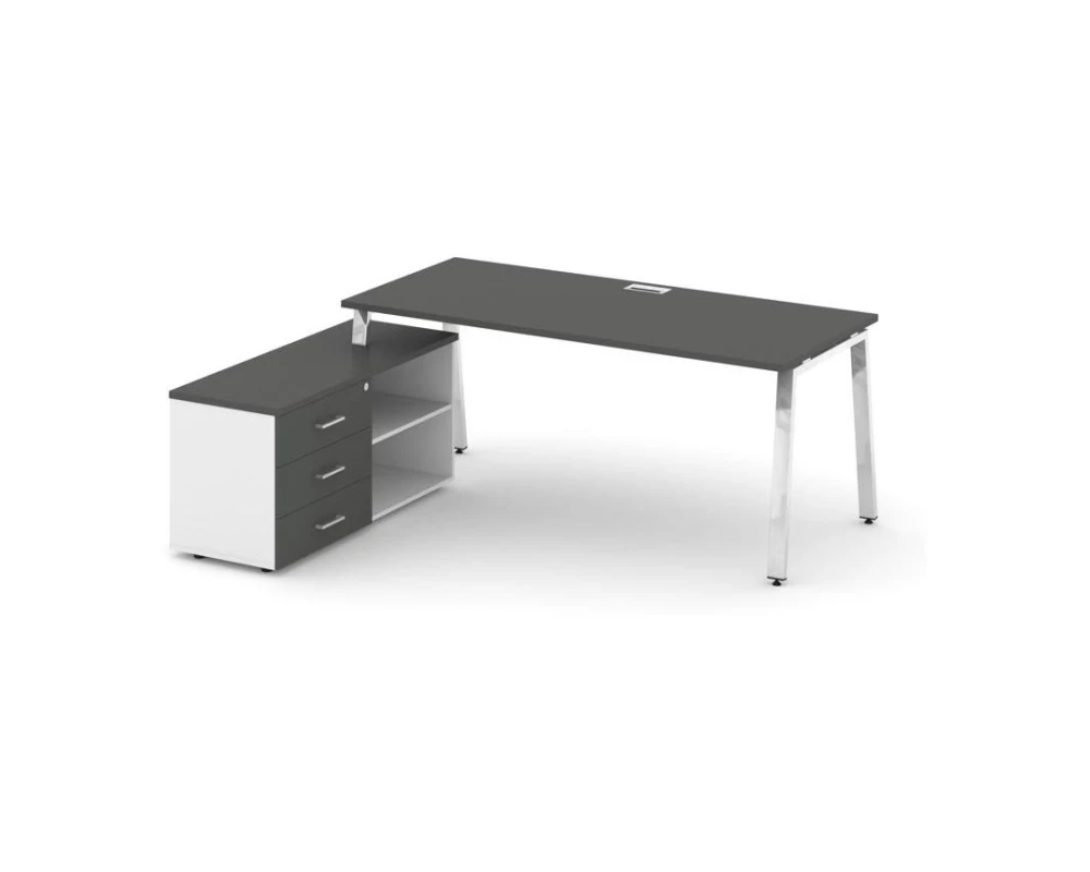 Стол письменный с греденцией левой на А-образном каркасе 1580x700x750 Style Project Direct Lux