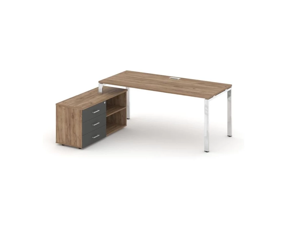 Стол письменный с греденцией левой на П-образном каркасе 1380x800x750 Style Project Direct Lux