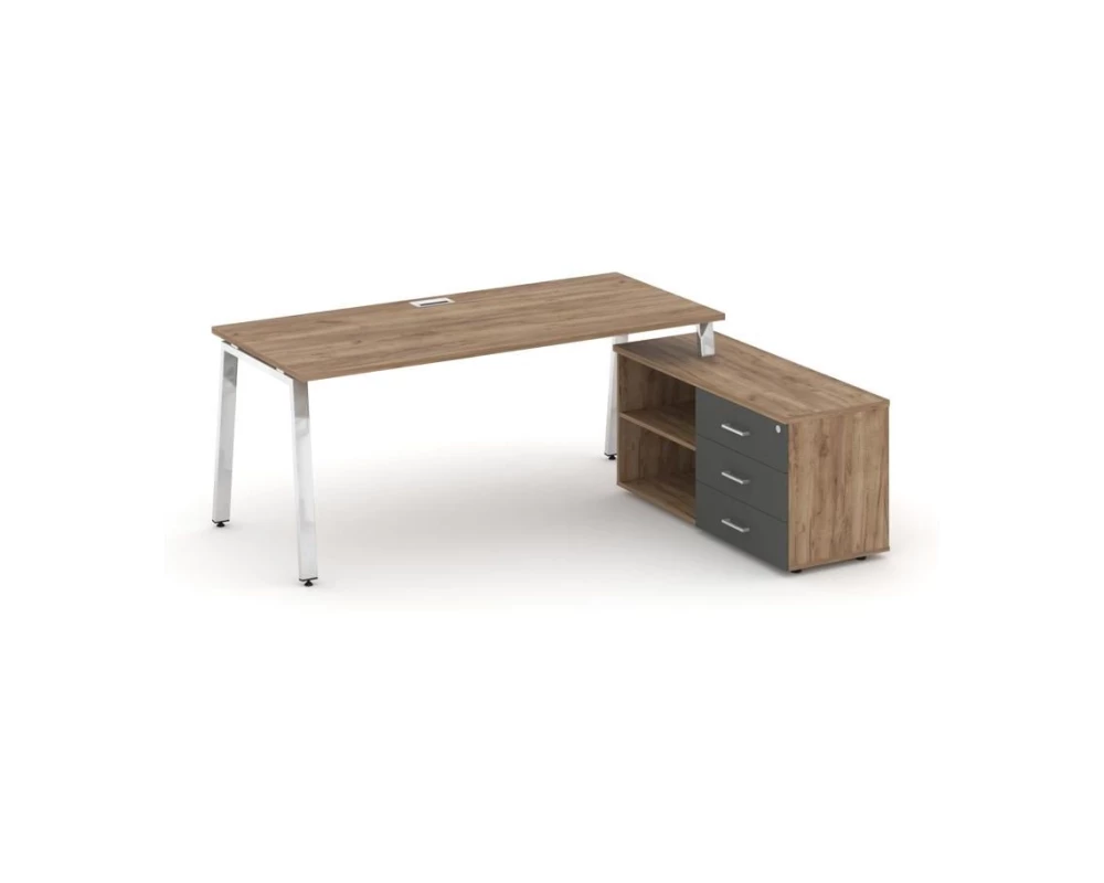 Стол письменный с греденцией правой на А-образном каркасе 1380x800x750 Style Project Direct Lux