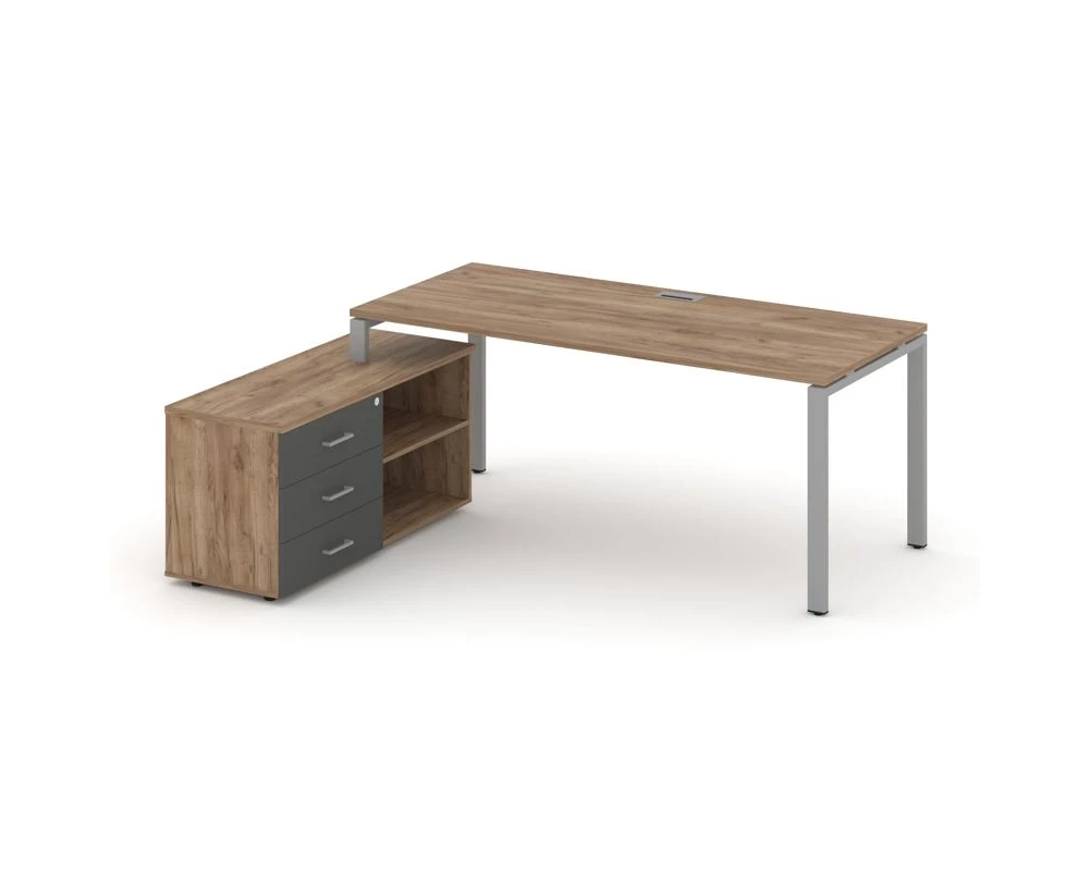 Стол письменный с греденцией левой на П-образном каркасе 1580x1580x750 Style Project Direct