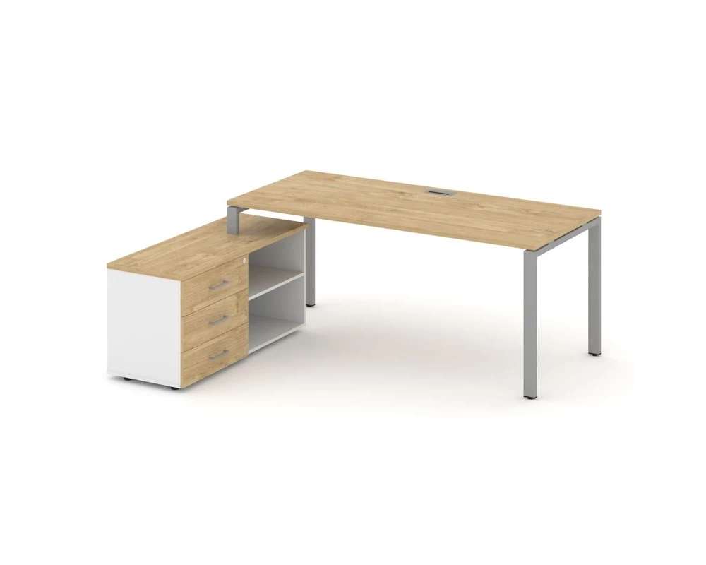 Стол письменный с греденцией левой на П-образном каркасе 1580x1580x750 Style Project Direct