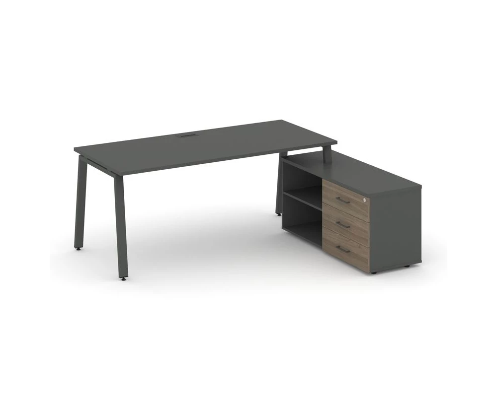 Стол письменный с греденцией правой на А-образном каркасе 1580x1480x750 Style Project Direct