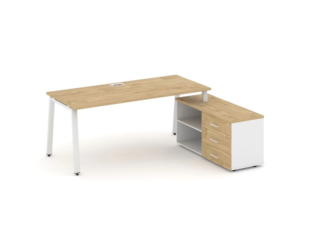 Стол письменный с греденцией правой на А-образном каркасе 1580x1480x750 Style Project Direct