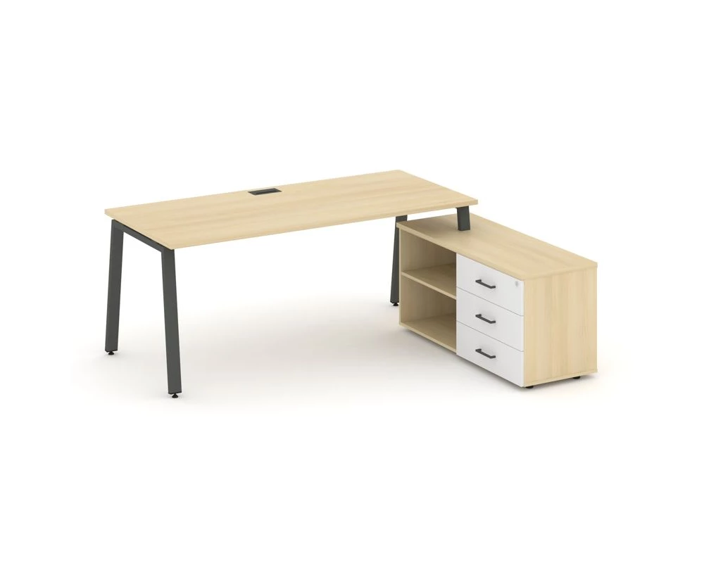 Стол письменный с греденцией правой на А-образном каркасе 1580x1480x750 Style Project Direct