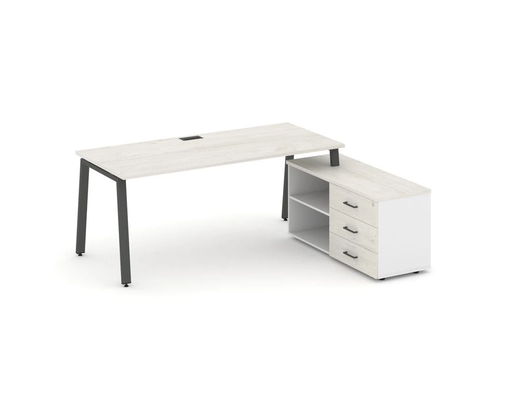 Стол письменный с греденцией правой на А-образном каркасе 1580x1480x750 Style Project Direct