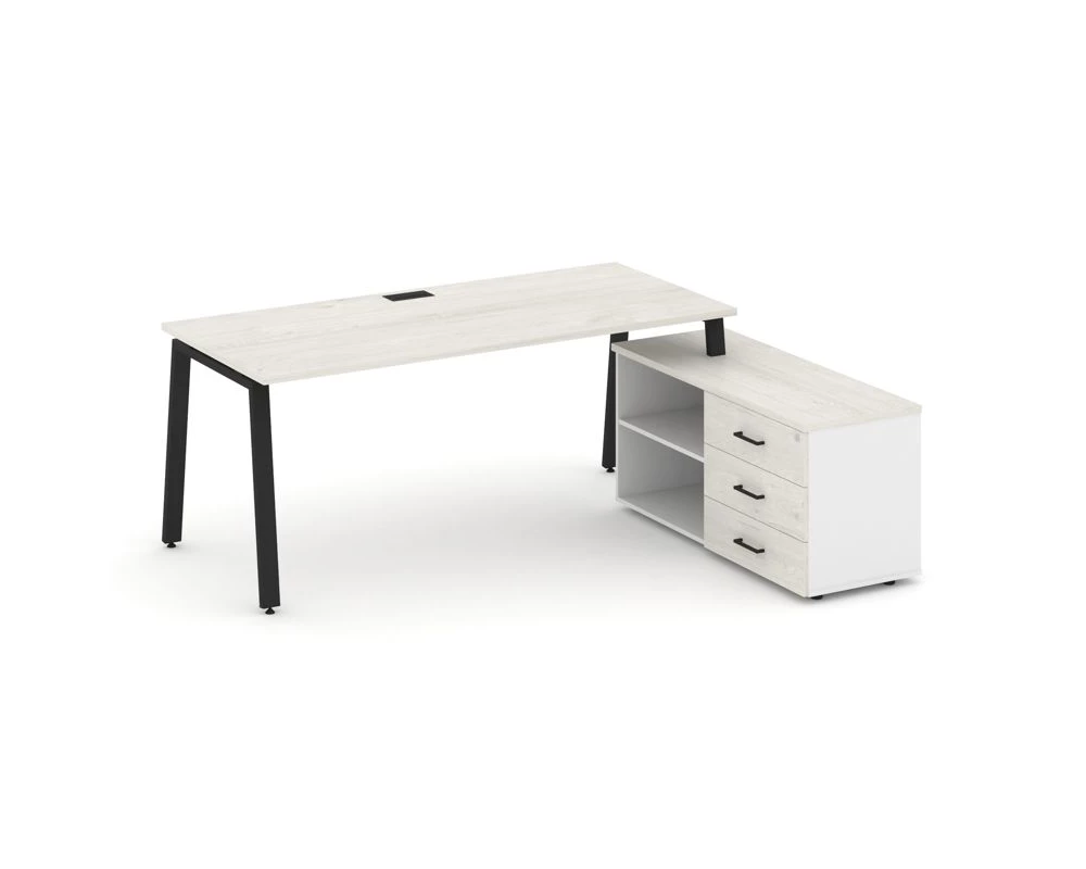 Стол письменный с греденцией правой на А-образном каркасе 1580x1480x750 Style Project Direct