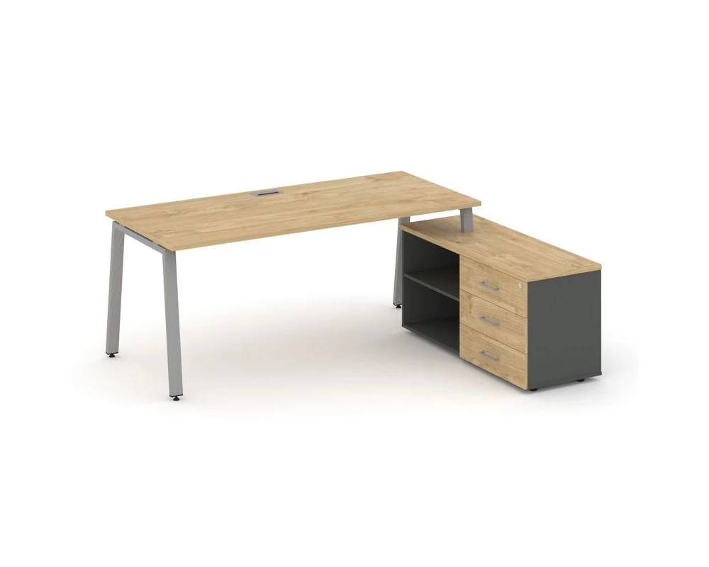 Стол письменный с греденцией правой на А-образном каркасе 1580x1480x750 Style Project Direct