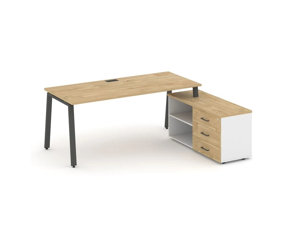 Стол письменный с греденцией правой на А-образном каркасе 1780x1580x750 Style Project Direct