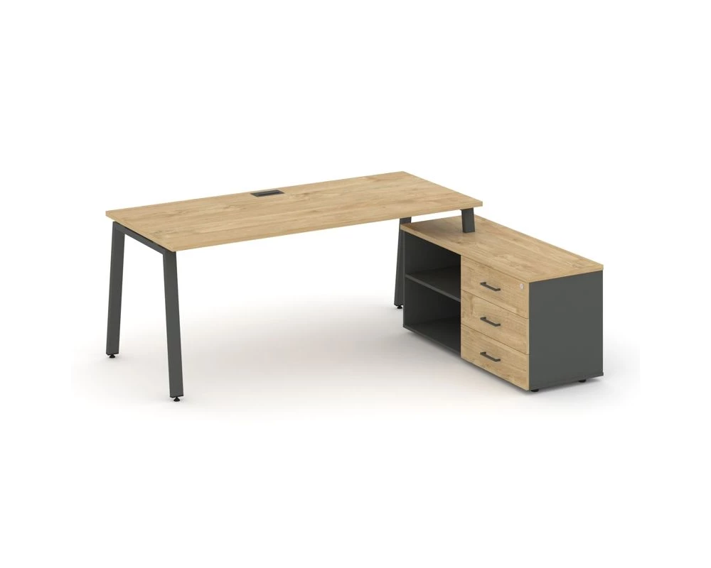 Стол письменный с греденцией правой на А-образном каркасе 1780x1580x750 Style Project Direct