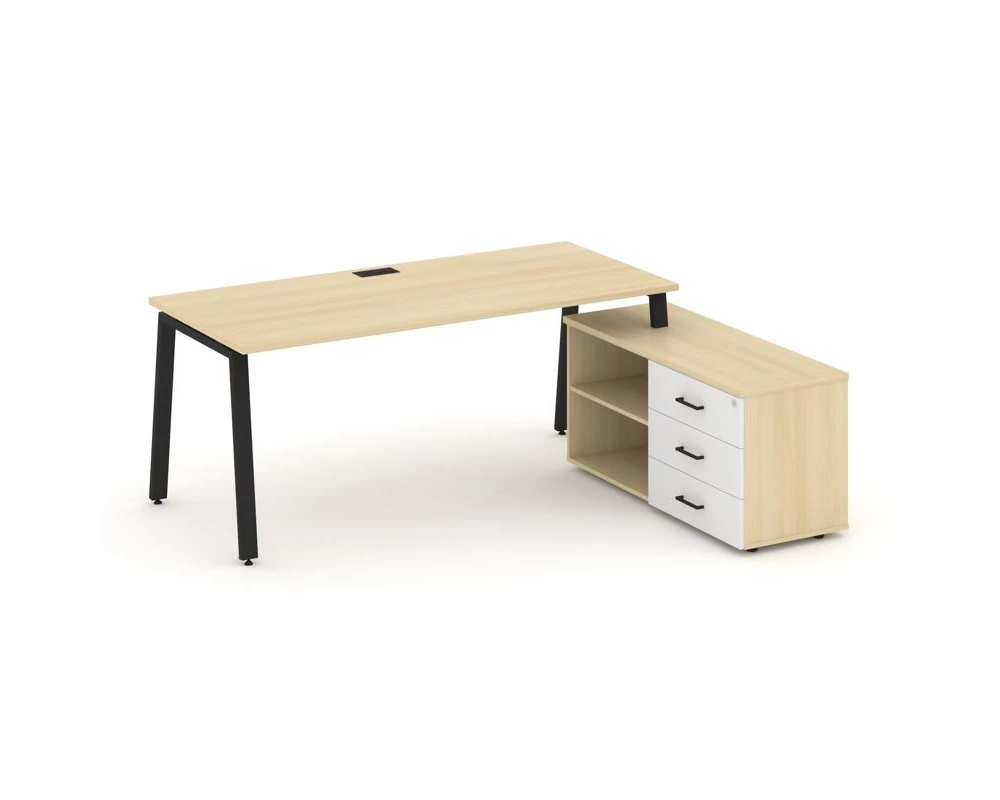 Стол письменный с греденцией правой на А-образном каркасе 1980x1480x750 Style Project Direct