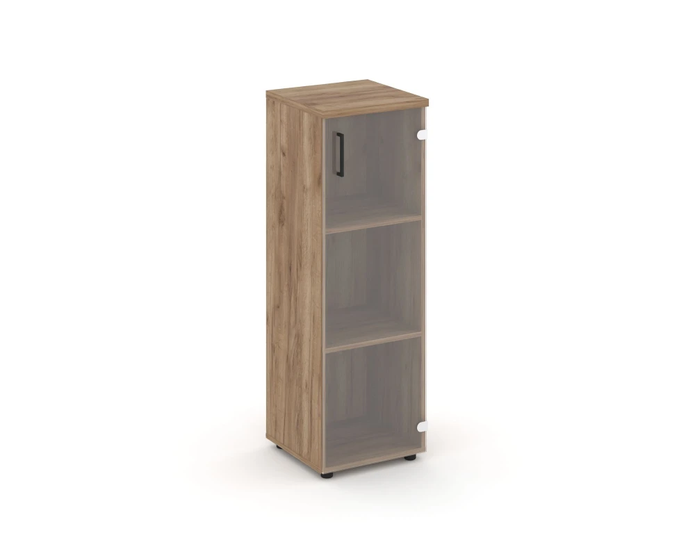 Шкаф средний узкий правый прозр. стекло 400x400x1203 зад. стенка HDF Стайл Проджект / Style Project