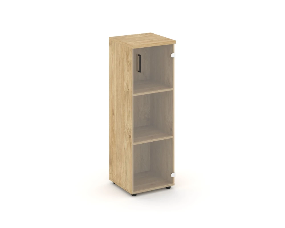 Шкаф средний узкий правый прозр. стекло 400x400x1203 зад. стенка HDF Стайл Проджект / Style Project