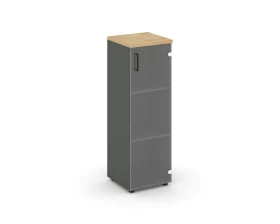 Шкаф средний узкий правый прозр. стекло 400x400x1203 зад. стенка HDF Стайл Проджект / Style Project images