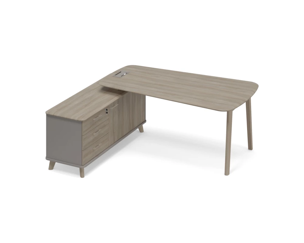 Стoл руководителя на опорной тумбе левый (тип 3) WOOD Time Wood