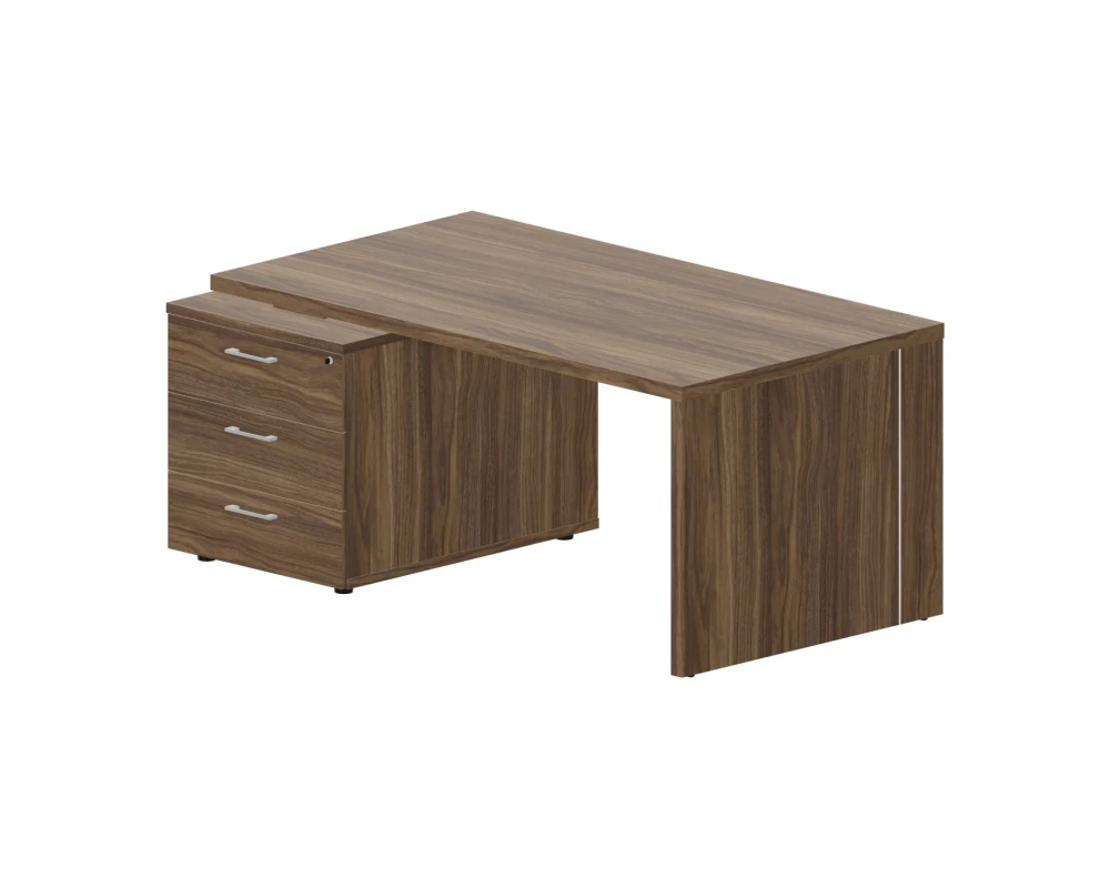 Стол для руководителя на опорной тумбе 3 ящика левый 160х90х73,5 Norman Орех