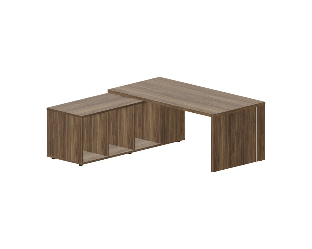 Стол письменный на опорной сервисной тумбе (левый) 180х180х73,5 Норман / Norman Орех