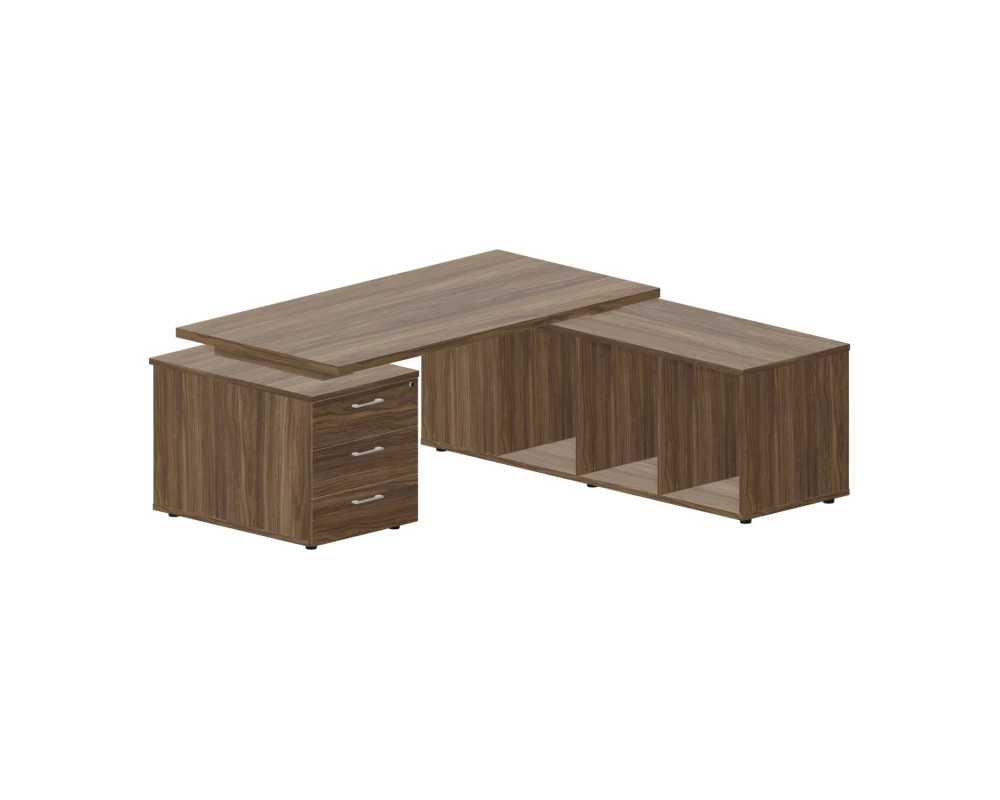 Стол руководителя на 2-х опорных тумбах (правый) 180х180x73,5 Norman Орех