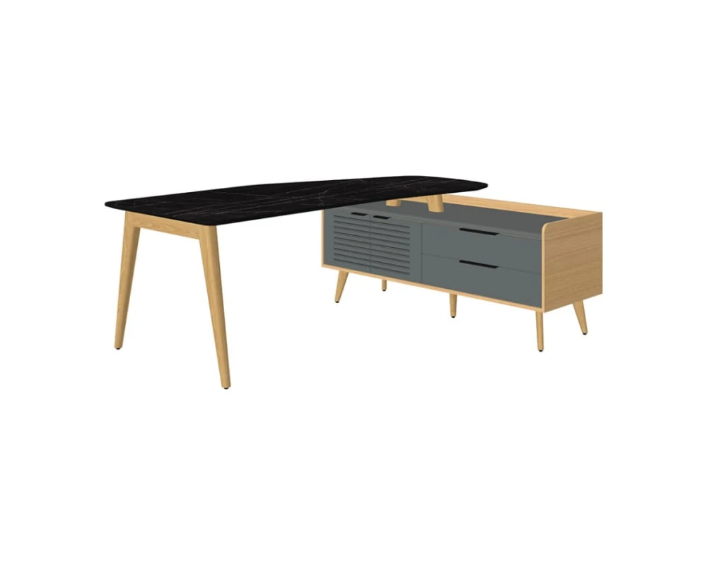 Стол рабочий эргономичный с опорной тумбой Rem-200.1R+Rem-33R Remo