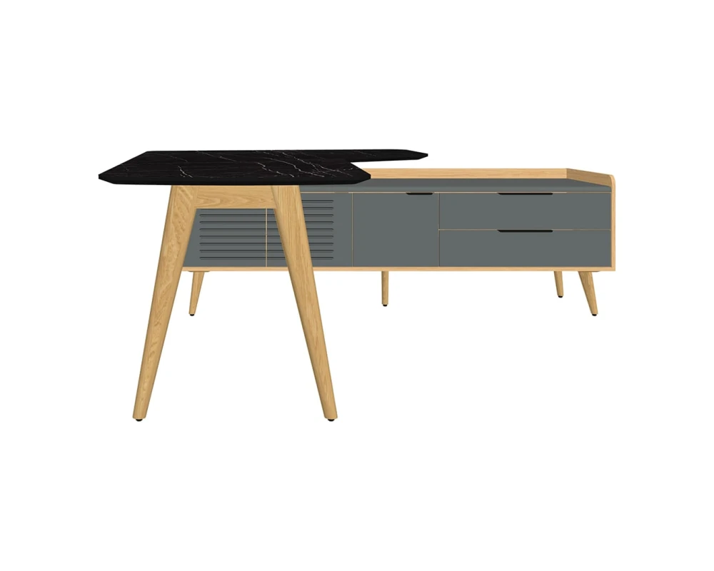 Стол рабочий интегральный с опорной тумбой Rem-209.1R+Rem-34R Remo